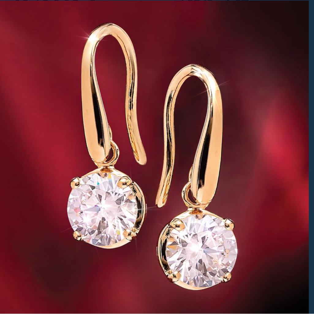 Stauer Diamond Aura Earrings Yellow Gold Over Sterling Silver